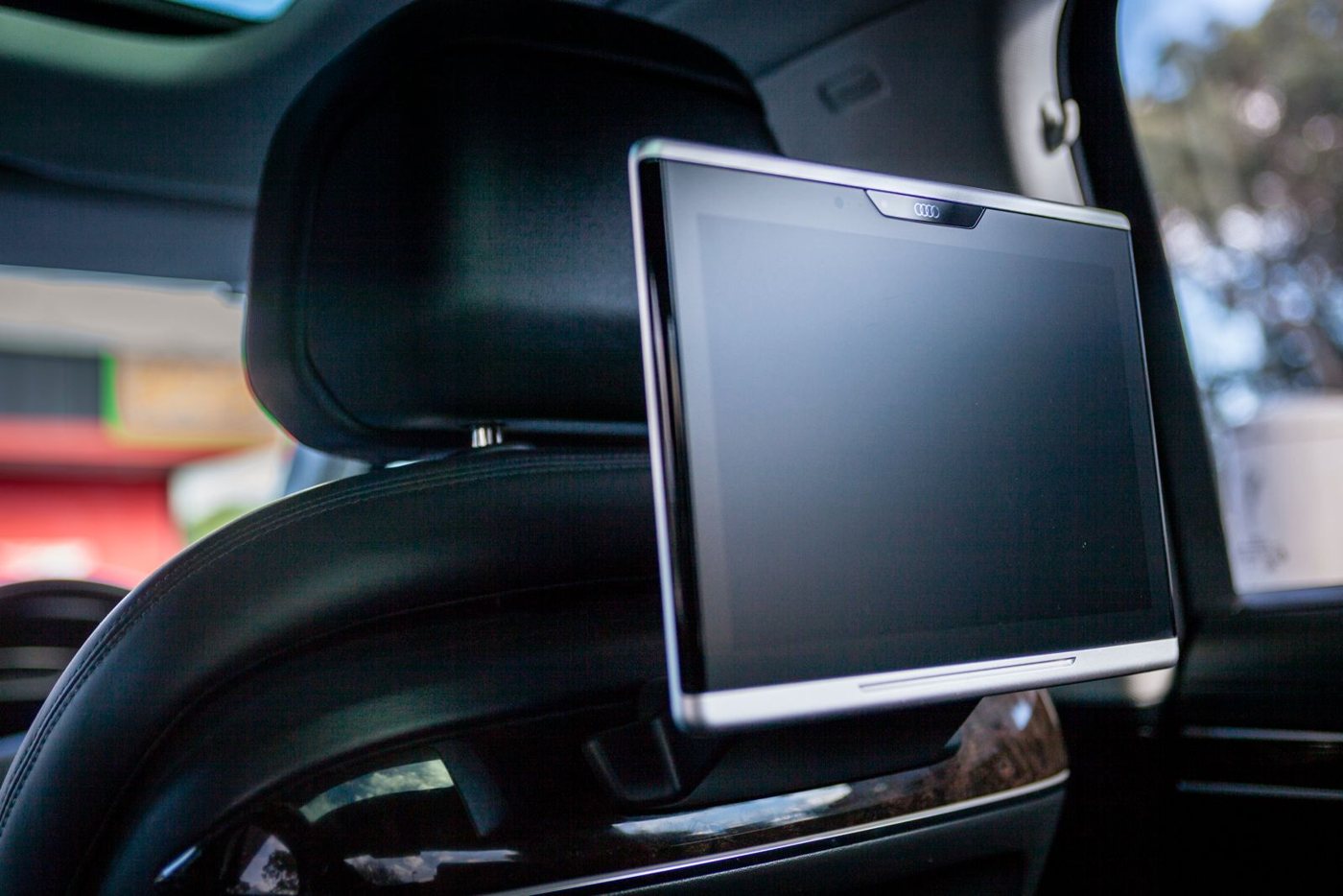 Audi rear-seat screen and leather detailed at Fremantle Hand Car Wash