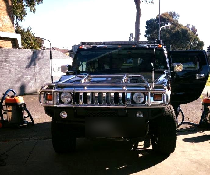 Black Hummer H2 washed by hand at our Fremantle wash bay